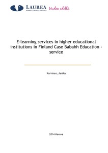 E-learning services in higher educational institutions in Finland Case  Babahh Education –service - Theseus
