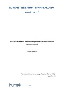 Nuorten vapaa-ajan harrastukset ja harrastusmahdollisuudet Vuokkiniemessä -  Theseus