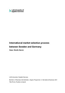 International market selection process between Sweden and Germany : case Studio  Savon - Theseus